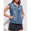 imageImily Bela Womens Denim Vest Classic Button Down Sleeveless Jean Jackets Cropped Distressed VestBlue