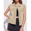 imageImily Bela Womens Denim Vest Classic Button Down Sleeveless Jean Jackets Cropped Distressed VestKhaki