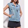 imageImily Bela Womens Denim Vest Classic Button Down Sleeveless Jean Jackets Cropped Distressed VestLight Blue