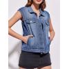 imageImily Bela Womens Denim Vest Classic Button Down Sleeveless Jean Jackets Cropped Distressed VestNavy