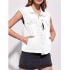 imageImily Bela Womens Denim Vest Classic Button Down Sleeveless Jean Jackets Cropped Distressed VestWhite
