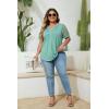 imageImily Bela Womens Plus Size Henley T Shirt Summer Lace Sleeve Tees Casual Pleated Flowy Tunic TopsGreen