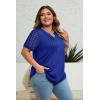 imageImily Bela Womens Plus Size Henley T Shirt Summer Lace Sleeve Tees Casual Pleated Flowy Tunic TopsNavy