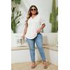 imageImily Bela Womens Plus Size Henley T Shirt Summer Lace Sleeve Tees Casual Pleated Flowy Tunic TopsWhite