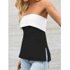 imageImily Bela Womens Strapless Tube Tops 2025 Trendy Sexy Backless Going Out Bandeau Top Side Split Summer Color Block OutfitsBlack