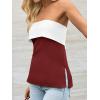 imageImily Bela Womens Strapless Tube Tops 2025 Trendy Sexy Backless Going Out Bandeau Top Side Split Summer Color Block OutfitsBurgundy