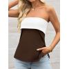 imageImily Bela Womens Strapless Tube Tops 2025 Trendy Sexy Backless Going Out Bandeau Top Side Split Summer Color Block OutfitsDark Brown