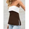 imageImily Bela Womens Strapless Tube Tops 2025 Trendy Sexy Backless Going Out Bandeau Top Side Split Summer Color Block OutfitsDark Brown
