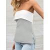 imageImily Bela Womens Strapless Tube Tops 2025 Trendy Sexy Backless Going Out Bandeau Top Side Split Summer Color Block OutfitsLight Grey
