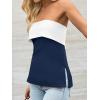 imageImily Bela Womens Strapless Tube Tops 2025 Trendy Sexy Backless Going Out Bandeau Top Side Split Summer Color Block OutfitsNavy