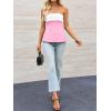 imageImily Bela Womens Strapless Tube Tops 2025 Trendy Sexy Backless Going Out Bandeau Top Side Split Summer Color Block OutfitsPink