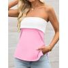 imageImily Bela Womens Strapless Tube Tops 2025 Trendy Sexy Backless Going Out Bandeau Top Side Split Summer Color Block OutfitsPink