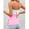 imageImily Bela Womens Strapless Tube Tops 2025 Trendy Sexy Backless Going Out Bandeau Top Side Split Summer Color Block OutfitsPink
