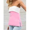 imageImily Bela Womens Strapless Tube Tops 2025 Trendy Sexy Backless Going Out Bandeau Top Side Split Summer Color Block OutfitsPink