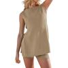 imageImily Bela Womens Summer Sweater Sets Sleeveless Knit Tank Tops Matching Shorts 2 Piece Beach Vacation OutfitsBrown