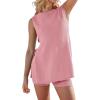 imageImily Bela Womens Summer Sweater Sets Sleeveless Knit Tank Tops Matching Shorts 2 Piece Beach Vacation OutfitsPink