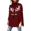 imageImily Bela Ugly Christmas Sweater for Women Oversized Turtleneck Long Batwing Sleeve Knitted Cozy Pullover SweatersRed