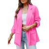 imageImily Bela Womens Casual Blazers Long Sleeve Lapel Open Front Work Office Jacket with PocketsAhot Pink
