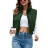 imageImily Bela Womens Cropped Puffer Vest Stand Collar Sleeveless Zip Up Padded GiletDark Green