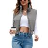 imageImily Bela Womens Cropped Puffer Vest Stand Collar Sleeveless Zip Up Padded GiletGrey