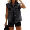 imageImily Bela Womens Denim Vest Classic Button Down Sleeveless Jean Jackets Cropped Distressed VestBlack