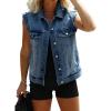 imageImily Bela Womens Denim Vest Classic Button Down Sleeveless Jean Jackets Cropped Distressed VestBlue