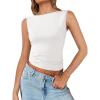 imageImily Bela Womens Going Out Casual Tank Tops 2025 Trendy Summer Basic Sleeveless Backless T Shirts Cute Slim Fit Y2K TeeWhite