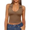 imageImily Bela Womens Halter Backless Crop Tops Y2k Going Out Deep V Neck Sexy Tank Top Slim Fit Sleeveless TopsKhaki