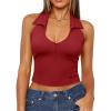 imageImily Bela Womens Halter Backless Crop Tops Y2k Going Out Deep V Neck Sexy Tank Top Slim Fit Sleeveless TopsWine Red