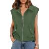 imageImily Bela Womens Sleeveless Jackets Zip Up Elastic Hem Lightweight Casual Summer Tops Anorak Outerwear VestsArmy Green