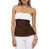 imageImily Bela Womens Strapless Tube Tops 2025 Trendy Sexy Backless Going Out Bandeau Top Side Split Summer Color Block OutfitsDark Brown
