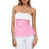 imageImily Bela Womens Strapless Tube Tops 2025 Trendy Sexy Backless Going Out Bandeau Top Side Split Summer Color Block OutfitsPink