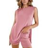 imageImily Bela Womens Summer Sweater Sets Sleeveless Knit Tank Tops Matching Shorts 2 Piece Beach Vacation OutfitsPink