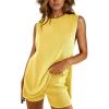 imageImily Bela Womens Summer Sweater Sets Sleeveless Knit Tank Tops Matching Shorts 2 Piece Beach Vacation OutfitsYellow