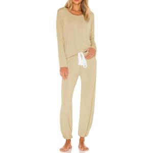 imageImily Bela Womens 2 Piece Jogger Sets Loungewear Outfits Long Sleeve Drawstring Tops Elastic Waist Pants Lounge Set TracksuitKhaki