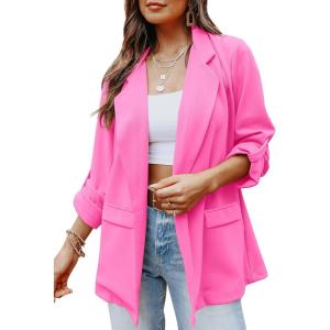 imageImily Bela Womens Casual Blazers Long Sleeve Lapel Open Front Work Office Jacket with PocketsAhot Pink