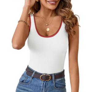 imageImily Bela Womens Rib Knitted Tank Tops Crew Neck Summer Tops Sleeveless Going Out Camis Casual Loose Fit 2025White