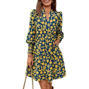 imageImily Bela Womens Fall Long Sleeve Tunic Dress Casual V Neck Loose Ruffle Tiered DressZ2navy