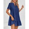 imageImily Bela Womens Summer Lace Dresses Eyelet Casual Flowy Babydoll Swing Short Sleeve V Neck Tunic DressNavy