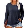 imageImily Bela Womens Plus Size Tops Crewneck Long Sleeve Top Super Soft Shirts Oversized Basic Tees Loose TunicNavy
