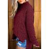 imageImily Bela Womens Fuzzy Knitted Sweater Sherpa Fleece Side Slit Full Sleeve Jumper OutwearsWine Red