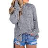 imageImily Bela Womens Fuzzy Knitted Sweater Sherpa Fleece Side Slit Full Sleeve Jumper OutwearsGrey