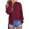 imageImily Bela Womens Fuzzy Knitted Sweater Sherpa Fleece Side Slit Full Sleeve Jumper OutwearsWine Red