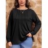 image:imageImily Bela Womens Plus Size Shirts Long Sleeve Dressy Casual Tops Blouses Fashion Pleated Tunics Black