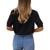 image:imageImily Bela Womens Button Down Shirts Summer Casual Short Sleeve Crew Neck Ribbed Knit Sweater Cardigans Blouse Tops Black Medium