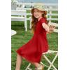 image:imageImily Bela Girls Summer Short Sleeve Dress A Line Swing Basic Skater Twirl Party Dresses 514 YearsRed