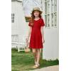 image:imageImily Bela Girls Summer Short Sleeve Dress A Line Swing Basic Skater Twirl Party Dresses 514 YearsRed