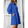 image:imageImily Bela Womens Fall Long Sleeve Tunic Dress Casual V Neck Loose Ruffle Tiered DressAblue