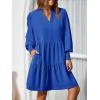 image:imageImily Bela Womens Fall Long Sleeve Tunic Dress Casual V Neck Loose Ruffle Tiered DressAblue