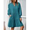 image:imageImily Bela Womens Fall Long Sleeve Tunic Dress Casual V Neck Loose Ruffle Tiered DressAlake Blue